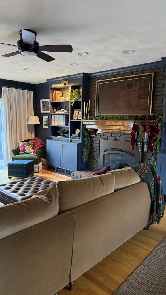 Cozy living room with festive decor