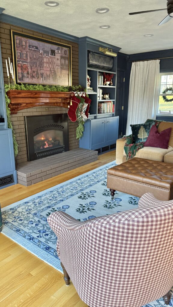 Cozy living room with holiday decorations