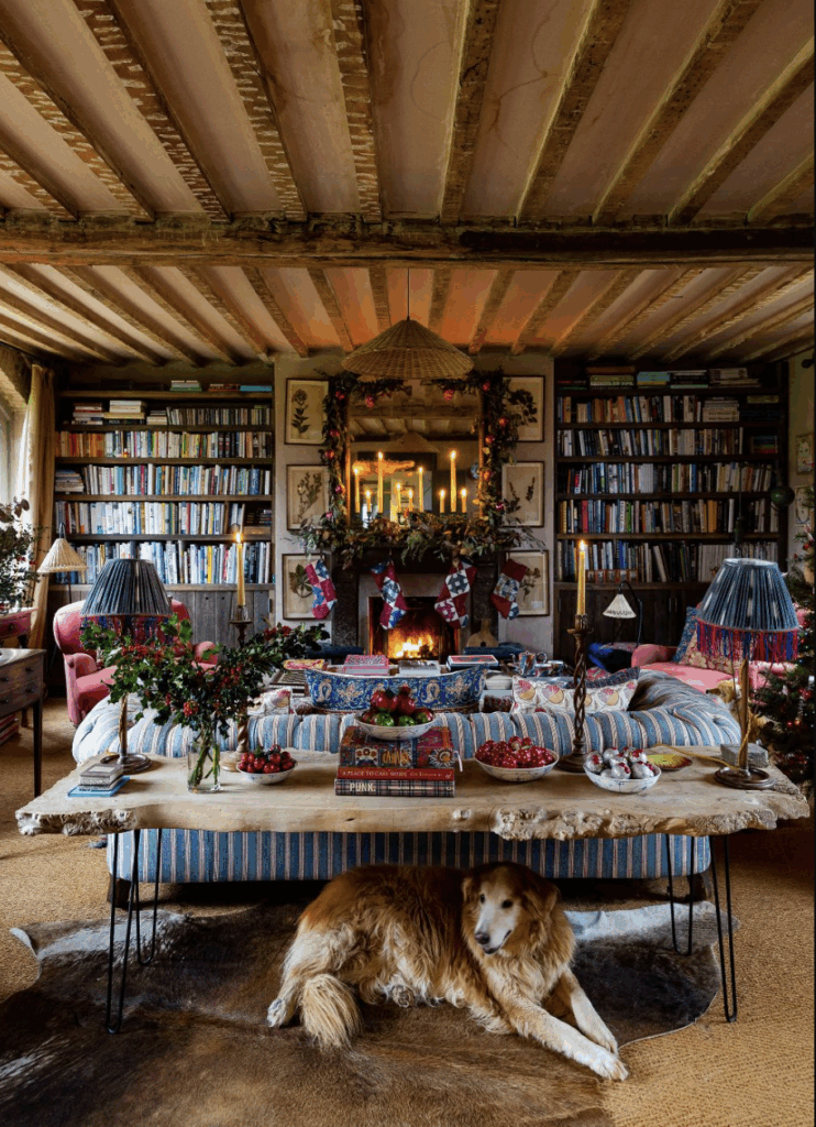 Cozy living room with festive decor