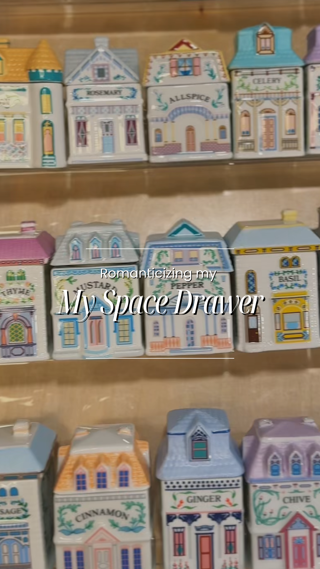 Colorful spice containers shaped like houses