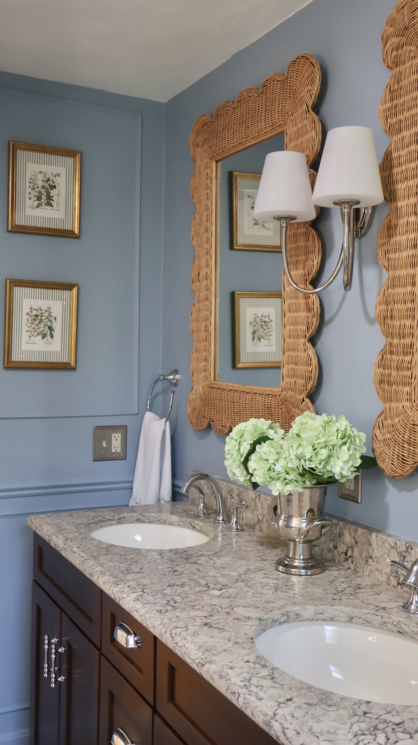 Elegant bathroom with dual sinks.