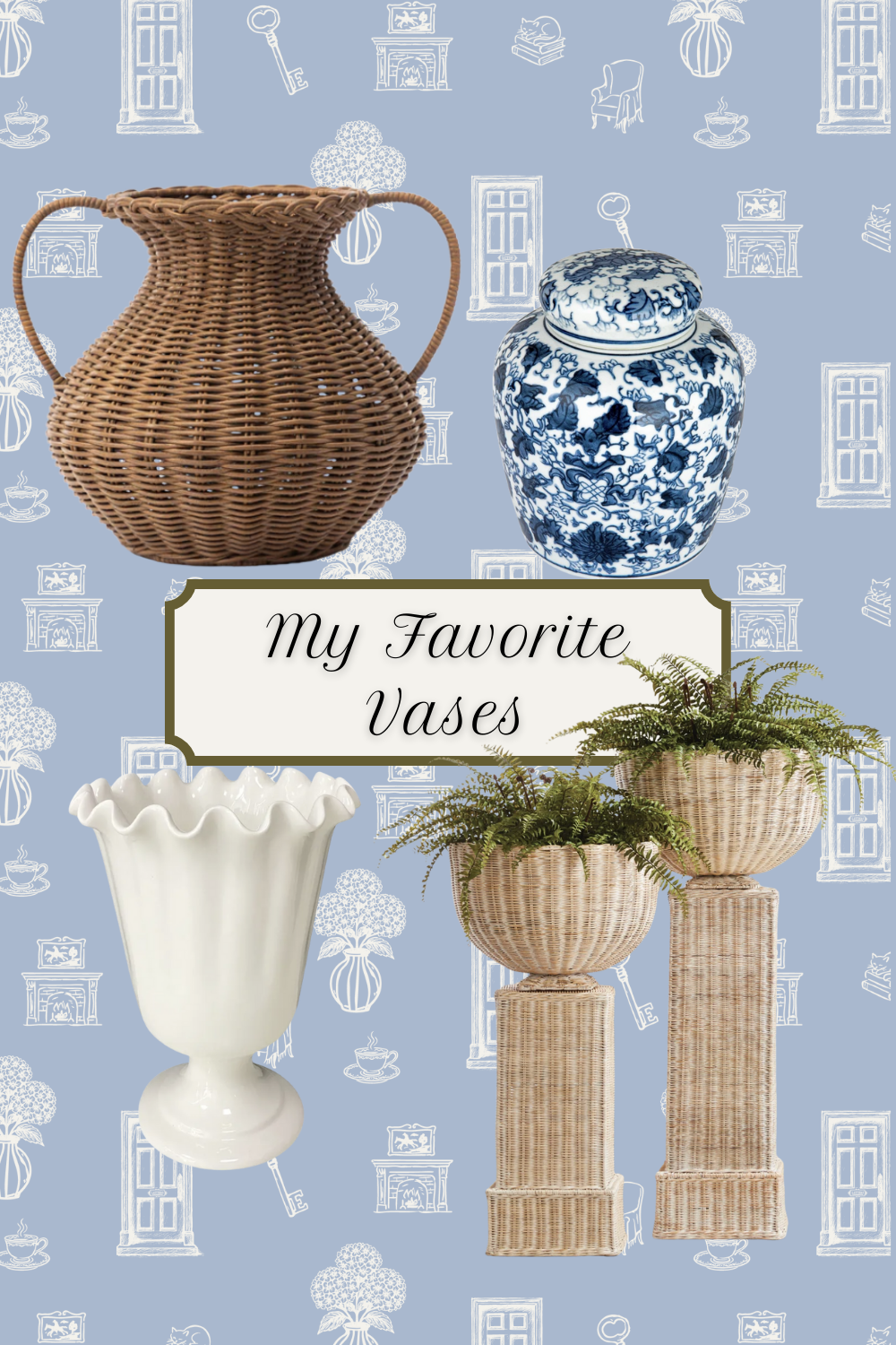 Collection of decorative vases displayed
