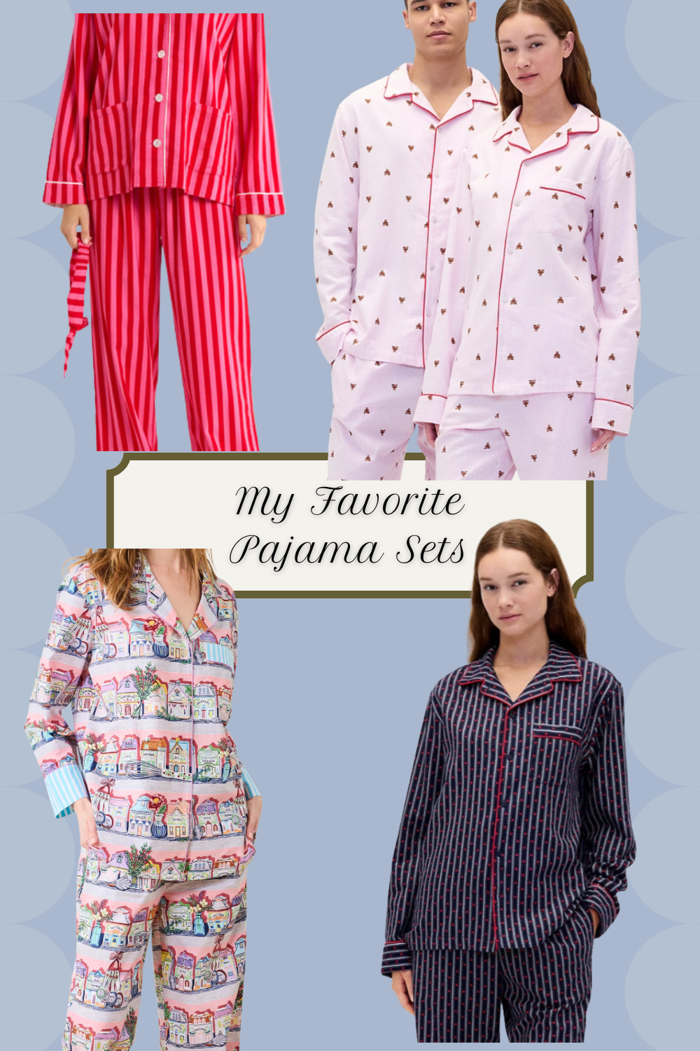 Various colorful pajama sets displayed.