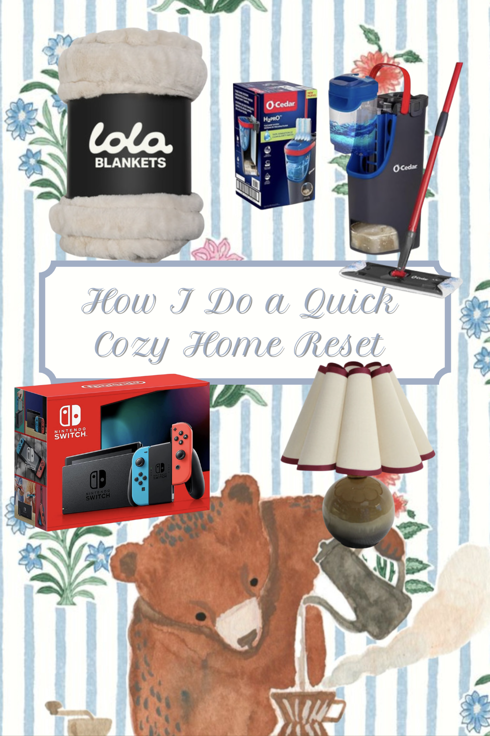 Cozy home reset essentials displayed creatively