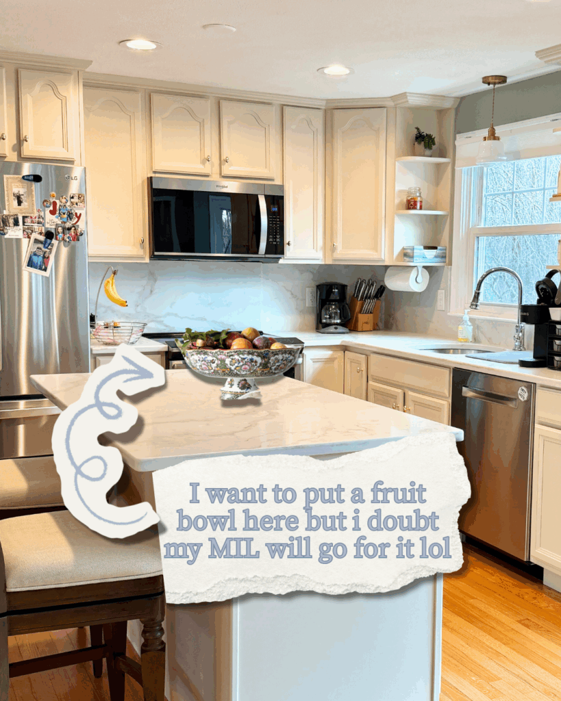 kitchen island styling ideas with decorative fruit bowl cozy kitchen decor