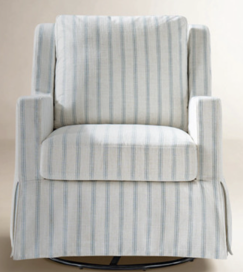 Striped upholstered rocking chair