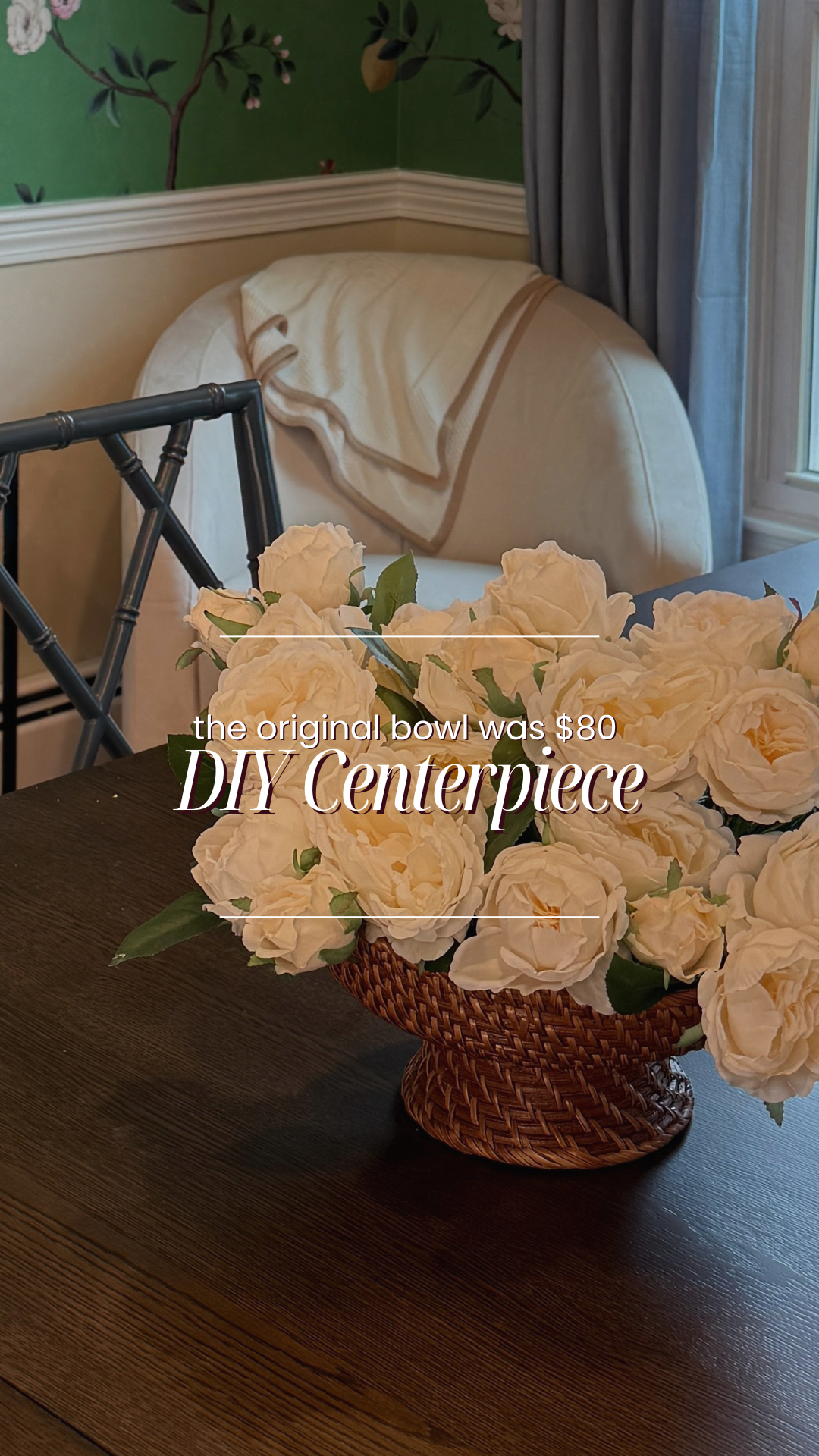 Floral centerpiece on a dining table