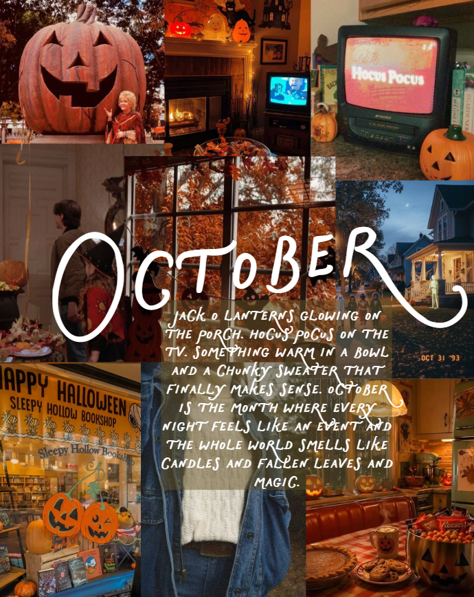 october new england moodboard jack o lanterns hocus pocus chunky sweater fallen leaves magic