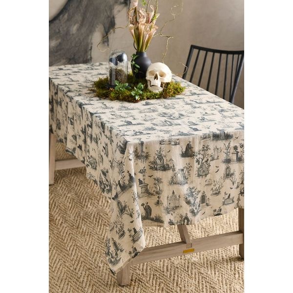 Anthropologie Halloween toile linen tablecloth