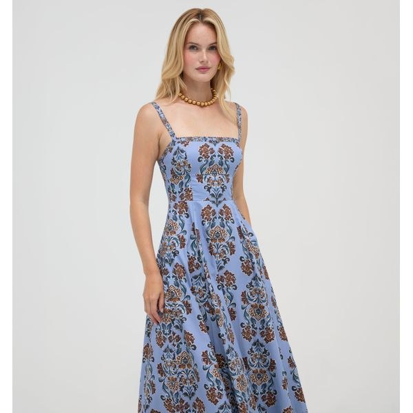 Hill House Home Margot dress in an iris medallion print