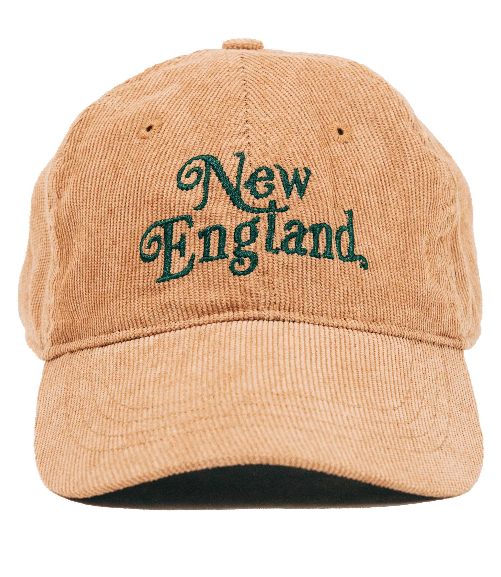 Kiel James Patrick tan corduroy baseball cap embroidered with New England, a gift for her or him