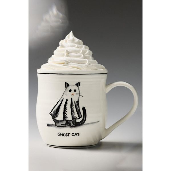 Molly Hatch stoneware Halloween cat mug