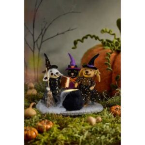Cauldron Witches Felt Critter Scene, an October find from the Home with Em New England in October list