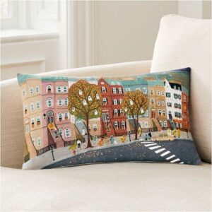Nicole Cicak Spooky Street Pillow, an October find from the Home with Em New England in October list