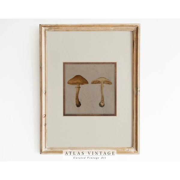 Vintage mushroom painting printable fall wall art