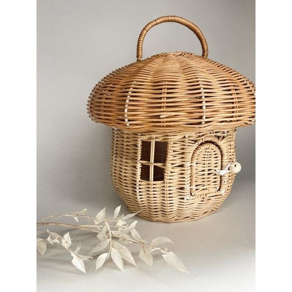 Handwoven wicker acorn house