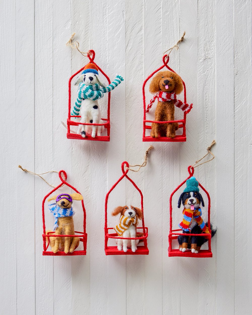 Balsam Hill Alpine Adventure Dogs Felt Ornaments
