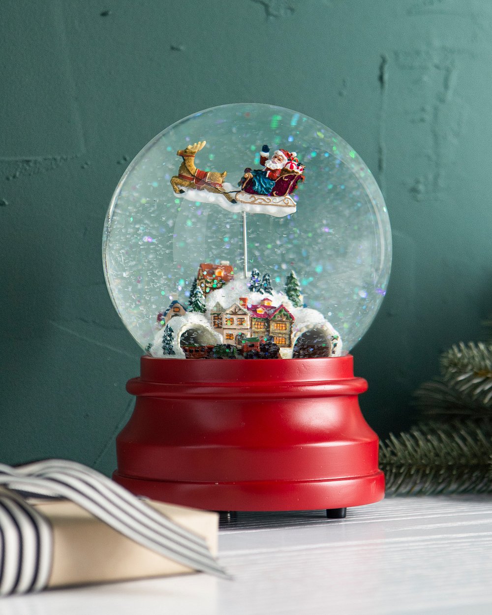 Balsam Hill Santa's Village Animated Snow Globe