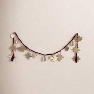 Christmas Charm Garland with Maroon Velvet Ribbon, cozy Christmas decor from Home with Em