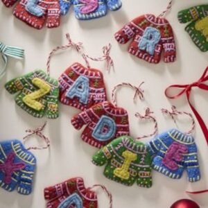 Felt Monogram Sweater Ornaments, cozy Christmas decor from Home with Em