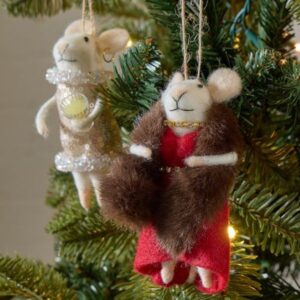 Felt Party Mice Ornaments, cozy Christmas decor from Home with Em