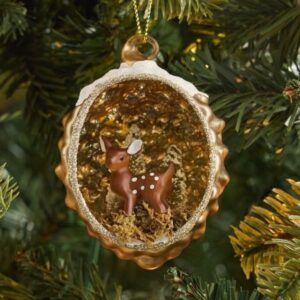 Glass Deer Snow Globe Ornament, cozy Christmas decor from Home with Em