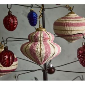 GreenRow Cotton Mache Stripe Ornaments, cozy Christmas decor from Home with Em