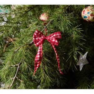 GreenRow Red Gingham Bow Ornaments, cozy Christmas decor from Home with Em