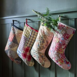 GreenRow Remnant Patchwork Stocking, cozy Christmas decor from Home with Em