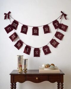 Magnolia Embroidered Merry Christmas Velvet Garland, cozy Christmas decor from Home with Em