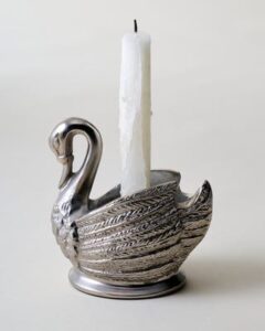 Magnolia Pewter Swan Taper Holder, cozy Christmas decor from Home with Em