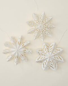 Magnolia Snowflake Paper Ornaments, cozy Christmas decor from Home with Em