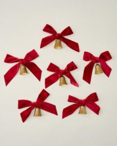 Magnolia Velvet Bow with Bell Ornaments, cozy Christmas decor from Home with Em