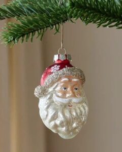 Magnolia Vintage Blown Glass Santa Ornament, cozy Christmas decor from Home with Em