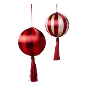 McGee & Co Striped Baubles with Tassel, cozy Christmas decor from Home with Em