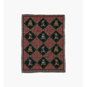 Rifle Paper Co Beary Christmas Woven Blanket, cozy Christmas decor from Home with Em