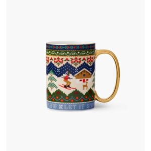 Rifle Paper Co Ski Chalet Porcelain Mug, cozy Christmas decor from Home with Em
