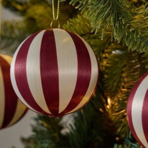 Striped Thread Ball Ornaments, Set of 6, cozy Christmas decor from Home with Em