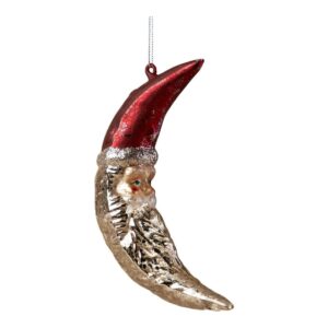 McGee & Co. Hand Painted Mercury Glass Santa Moon Ornament, nostalgic Christmas decor like H&M Home from Home with Em