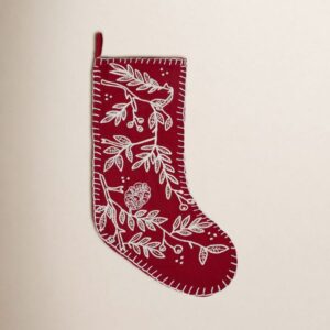 Red Folk Stocking, cozy Christmas decor from Home with Em