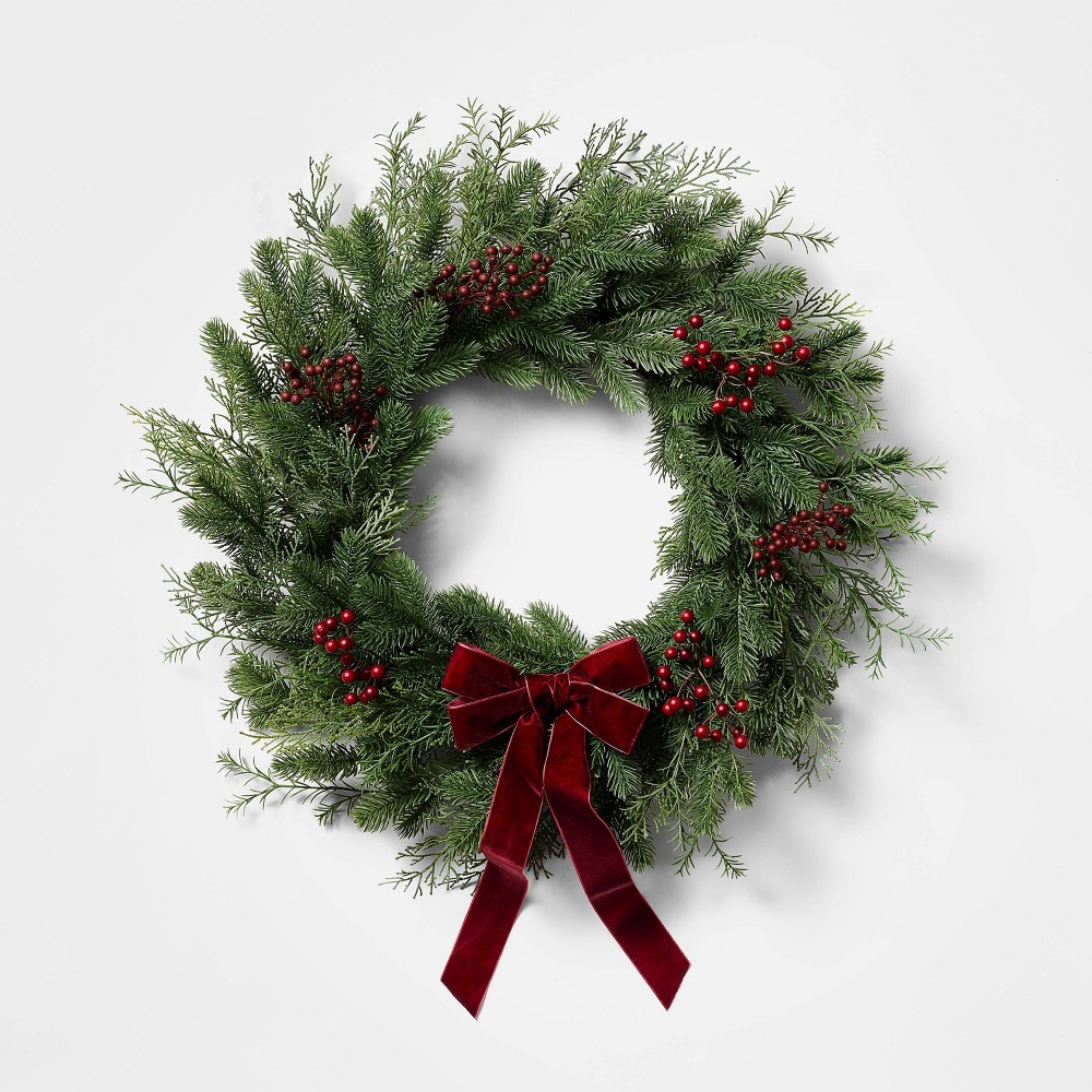 Threshold x Studio McGee 24 Mixed Green and Red Berry Wreath from Target