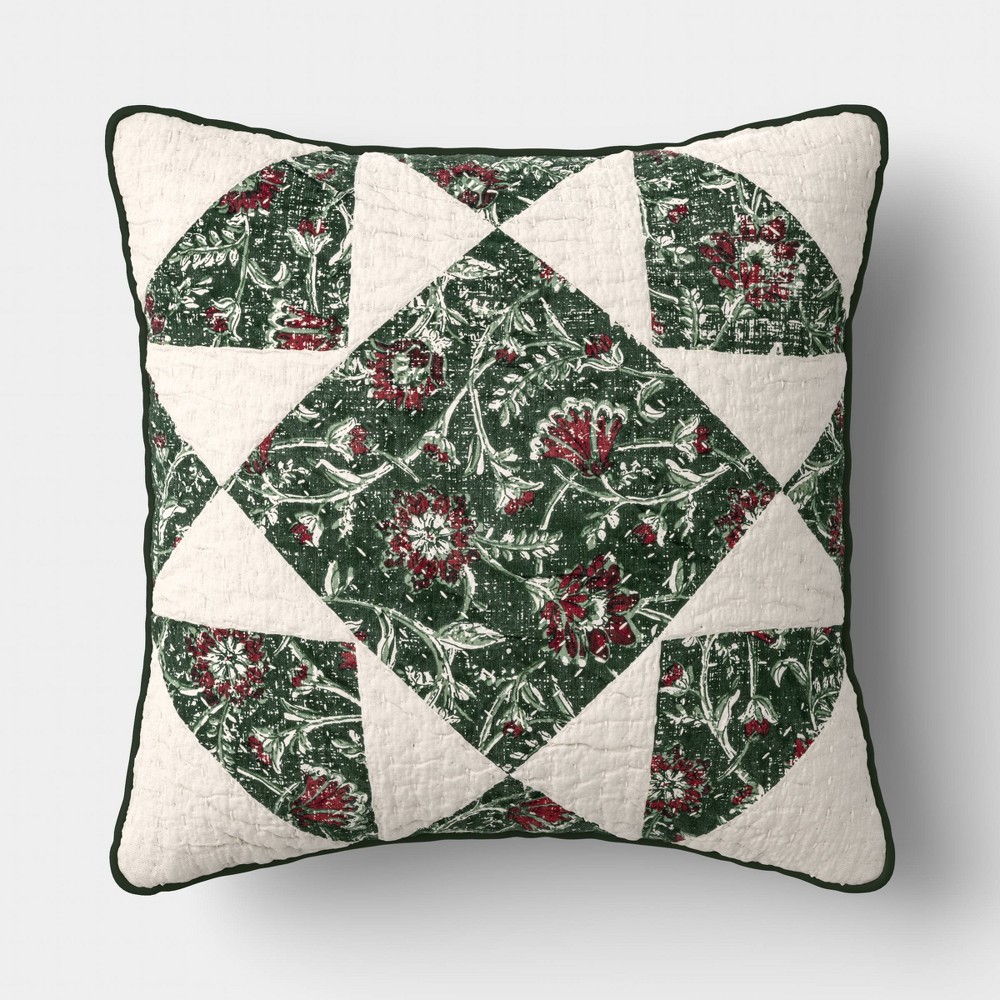 Threshold Holiday Patchwork Pillow, Evergreen from Target