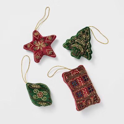 Threshold x Studio McGee Beaded Fabric Tree Ornaments, Set of 4 from Target