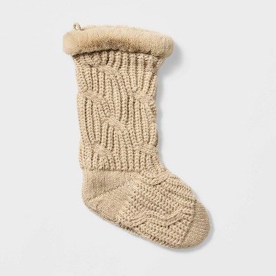 Threshold x Studio McGee Cable Knit Faux Fur Trim Stocking from Target