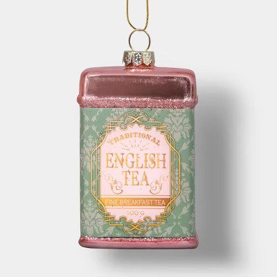 Wondershop Glass English Tea Tin Ornament from Target