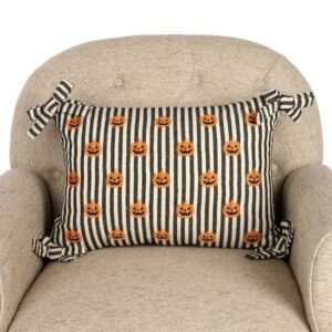 Ticking Stripe Jack-O-Lantern Lumbar Pillow