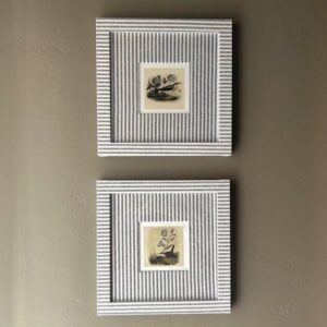 Vintage Bird Illustration, Linen Fabric Wrapped Frame Set (8x8)
