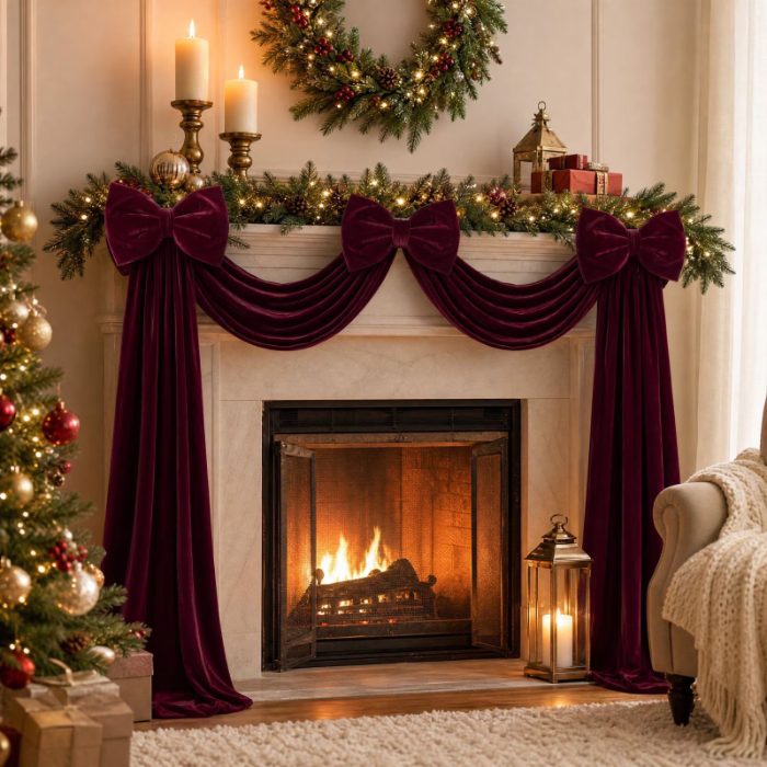Burgundy Velvet Bow Garland from Walmart