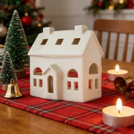 White Ceramic Christmas House from Walmart