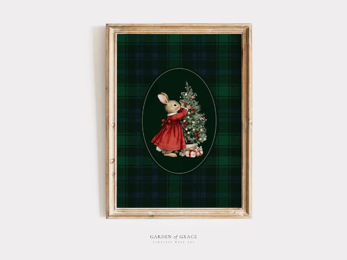 Christmas Bunny and Tree Art Print from Walmart